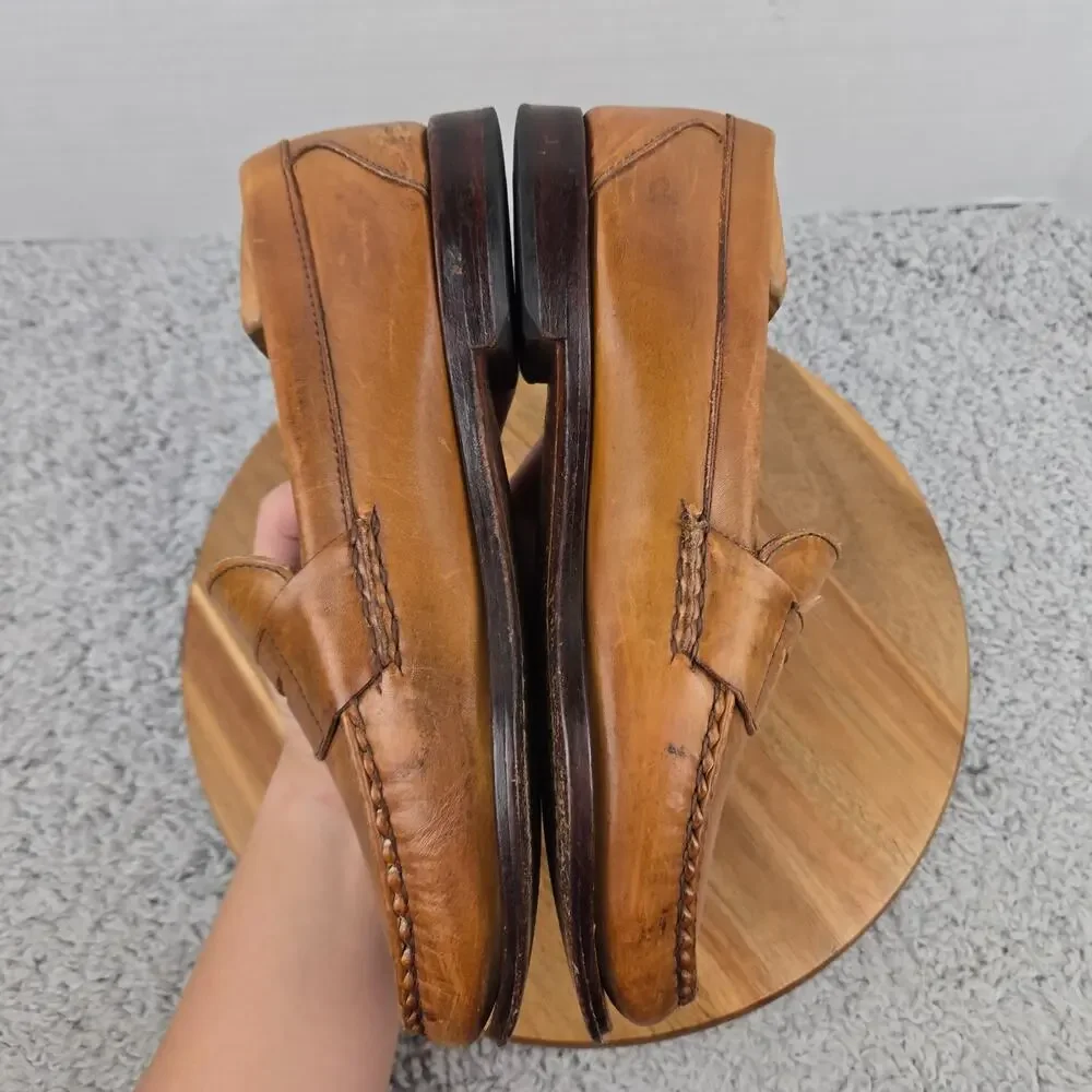 Allen Edmonds Mens 8.5D Cavanaugh Brown Leather Casual Office Penny Loafer